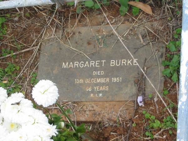 Margaret BURKE,  | died 13 Dec 1951 aged 66 years;  | Murwillumbah Catholic Cemetery, New South Wales  | 