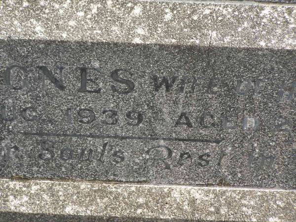 John DYNAN,  | husband father,  | died 9 May 1938 aged 75 years;  | Agnes,  | wife of H. BERRY,  | died 7 Aug 1939 aged 21 years;  | Murwillumbah Catholic Cemetery, New South Wales  | 