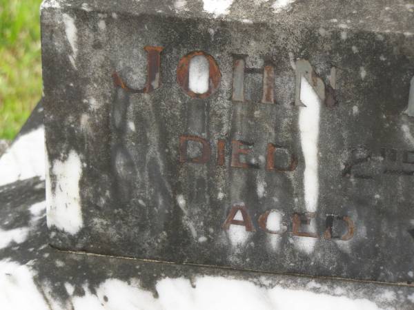 John DONOGHUE,  | died 2 June 1934 aged 48 years;  | Mary DONOGHUE,  | died 19 Dec 1940 aged 83 years;  | Murwillumbah Catholic Cemetery, New South Wales  | 