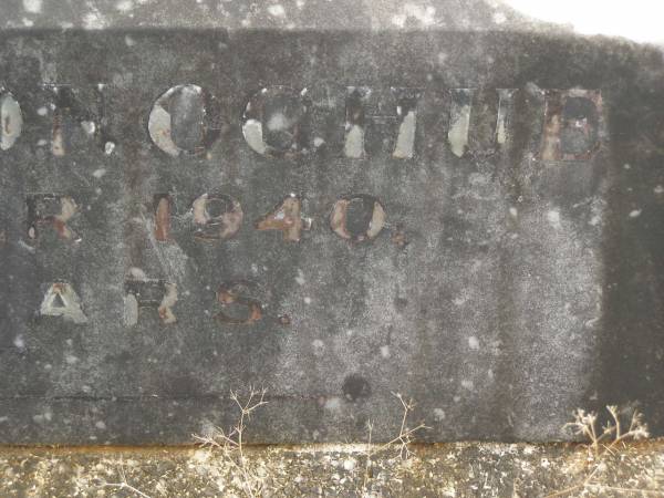 John DONOGHUE,  | died 2 June 1934 aged 48 years;  | Mary DONOGHUE,  | died 19 Dec 1940 aged 83 years;  | Murwillumbah Catholic Cemetery, New South Wales  | 