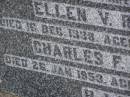 Ellen V. RYAN,
died 16 Dec 1938 aged 54 years;
Charles F. RYAN,
died 26 Jan 1953 aged 71 years;
parents;
Nobby cemetery, Clifton Shire