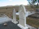Bertie MENGEL,
born 25 Feb 1903,
died 9 April 1914 aged 11 years,
son;
Mary MENGEL,
died 2 July 1920 aged 63 years;
Heinrich MENGEL,
died 22 May 1946 aged 81 years;
Nobby cemetery, Clifton Shire