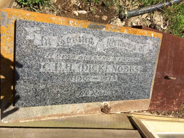 C.H.A. (Dick) NOBBS  | b: 1901  | d: 1976  | (presumed) Norfolk Island Cemetery (headstone was sitting at sawmill)  | 
