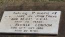Parents
Jane EVANS
d: 20 Nov 1935 aged 70
John EVANS
d: 9 Feb 1929 aged 70
baby:
Neville London ???
d: 13 Oct 1930 aged 20 mo
Peak Downs Memorial Cemetery Capella Cemetery