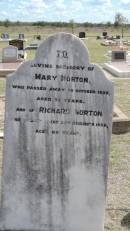 Mary NORTON
d: 20 Oct 1925 aged 77
Richard NORTON
d: 27 Dec 1935 aged 89
Peak Downs Memorial Cemetery Capella Cemetery