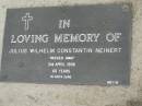 Julius Wilhelm Constantin NEINERT,
died 2 April 1906 aged 65 years;
Pimpama Uniting cemetery, Gold Coast