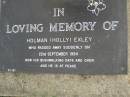Holman (Holly) EXLEY,
died suddenly 22 Sept 1994;
Pimpama Uniting cemetery, Gold Coast