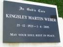 Kingsley Martin WEBER,
25-12-1923 - 1-6-2005;
Pimpama Uniting cemetery, Gold Coast