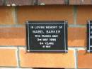 Mabel BARKER,
died 3 May 1996 aged 84 years;
Pimpama Uniting cemetery, Gold Coast