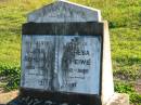 Carl SCHEIWE
1860 - 1924
Theresa SCHEIWE
1862 - 1930
Plainland Lutheran Cemetery, Laidley Shire