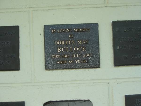 Doreen May BULLOCK,  | died 18 July 2004 aged 89 years;  | Polson Cemetery, Hervey Bay  | 