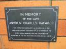 Andrew Charles HAYWOOD,
died in rescue operations Box Flat Mine disaster
31 July 1972;
Rosewood Uniting Church Columbarium wall, Ipswich