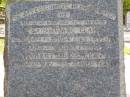 Sarah Jane CLAY,
wife mother,
died 16 Feb 1934 aged 60 years;
Robert Ellis CLAY,
husband father,
died 19 May 1939 aged 76 years;
Samsonvale Cemetery, Pine Rivers Shire