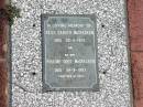 Keith Caruth McCracken
22-4-1975
wife
Pauline Oriel McCracken
24-8-1983
St Margarets Anglican memorial garden, Sandgate, Brisbane