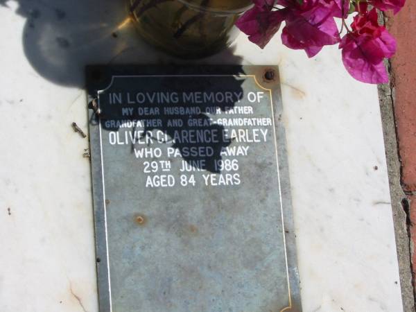 Oliver Clarence EARLEY  | 29 Jun 1986  | 84 yrs  |   | St Margarets Anglican memorial garden, Sandgate, Brisbane  |   | 