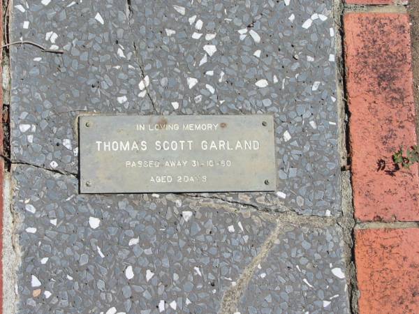 Thomas Scott GARLAND  | 31-10-60  | aged 2 days  |   | St Margarets Anglican memorial garden, Sandgate, Brisbane  |   | 