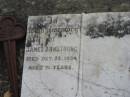 James ARMSTRONG
28 Oct 1934, aged 71
Stone Quarry Cemetery, Jeebropilly, Ipswich