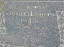 Sarah Elizabeth CHALK
9 Mar 1937, aged 53
Stone Quarry Cemetery, Jeebropilly, Ipswich