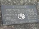 Edward G GEHRKE
16 Apr 1979, aged 71
Violet M GEHRKE
2 Jun 1975, aged 60
Stone Quarry Cemetery, Jeebropilly, Ipswich
