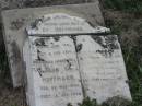an unsere liebe mutter
Eva HOFFMANN
geb 13 Jun 1843, gest 9 Feb 1916
auch unser lieber vater
Johann Adam HOFFMANN
geb 23 Mai 1846, gest 18 Sep 1898
Stone Quarry Cemetery, Jeebropilly, Ipswich