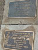 Victor Frederick SCHOENKNECHT
23 May 1994, aged 82
Daisy Martha SCHOENKNECHT
27 Apr 2003, aged 90
Stone Quarry Cemetery, Jeebropilly, Ipswich