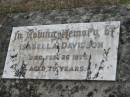 Isabella DAVIDSON
26 Feb 1972, aged 79
Stone Quarry Cemetery, Jeebropilly, Ipswich