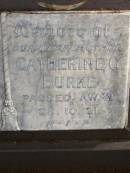 Patrick A. BURKE,
father,
died 27-10-49;
Catherine C. BURKE,
mother,
died 28-10-31;
Tallebudgera Catholic cemetery, City of Gold Coast