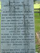 George DOYLE
b: Brookfield 28 Apr 1869
Albert Christian DAHLKE
b: Pimpama 10 December 1875
murdered at Lethbridges Pocket (Warrego River) Easter Day 1902
(interred 13 January 1904)
a href=LethbridgesPocket.htmlLethbridges Pocketa
Tamrookum All Saints church cemetery, Beaudesert