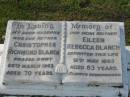Christopher Richmond BLANCH
20 Mar 1963, aged 70
Eileen Rebecca BLANCH
12 May 1983, aged 83
Tamrookum All Saints church cemetery, Beaudesert
