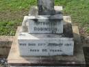 Arthur ROBINSON
25 Jan 1917, aged 80
(wife) Emmeline Harriette (ROBINSON)
11 Apr 1923, aged 71
Tamrookum All Saints church cemetery, Beaudesert
