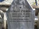 Leonard ZELINSKI, born 24 Feb 1913 died 18 Dec 1915; Tarampa Apostolic cemetery, Esk Shire 