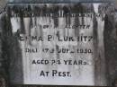 Emma, B. LUKRITZ, daughter, died 17 June 1930 aged 24 years; Tarampa Apostolic cemetery, Esk Shire 