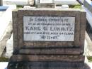 Karl G. LUKRITZ, husband father, died 11 Aug 1937 aged 64 years; Tarampa Apostolic cemetery, Esk Shire 