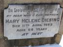 Mary Helene DIESING, wife mother, died 11 April 1962 aged 66 years; Tarampa Apostolic cemetery, Esk Shire 