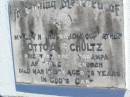 Otto A. SCHULTZ, husband father, priest Tarampa Apostolic church, died 17 March 1974 aged 78 years; Tarampa Apostolic cemetery, Esk Shire 