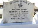 Bertha E. HERBST, mother, died 21 March 1946 aged 75 years; Tarampa Apostolic cemetery, Esk Shire 