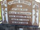 Alice M. MARSCHKE, wife, died 29 March 1970 aged 57 years; Tarampa Apostolic cemetery, Esk Shire 