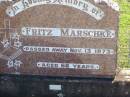 Fritz MARSCHKE, died 13 Nov 1973 aged 66 years; Tarampa Apostolic cemetery, Esk Shire 