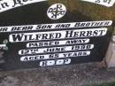 Wilfred HERBST, son brother, died 12 June 1990 aged 65 years; Tarampa Apostolic cemetery, Esk Shire 