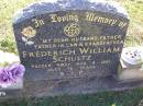 Frederick William SCHULTZ, husband father father-in-law grandfather, died 8 Aug 1981 aged 78 years; Tarampa Apostolic cemetery, Esk Shire 