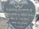 Walter A BEUTEL
8 Jan 1934 aged 20
Tarampa Baptist Cemetery, Esk Shire