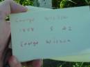 George WILSON,
1858 5 42;
George WILSON;
Wilson Family Private Cemetery, The Risk via Kyogle, New South Wales