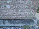 Dora WOOD,
wife mother,
died 11 June 1942 aged 57 years;
Charles James WOOD,
died 12 July 1959 aged 74? years;
Tiaro cemetery, Fraser Coast Region