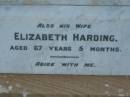 Elizabeth HARDING
aged 67 years 5 months
Toogoolawah Cemetery, Esk shire