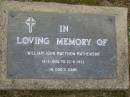 William John Matthew MATHEWSON,
19-3-1920 - 22-8-1952;
Upper Coomera cemetery, City of Gold Coast