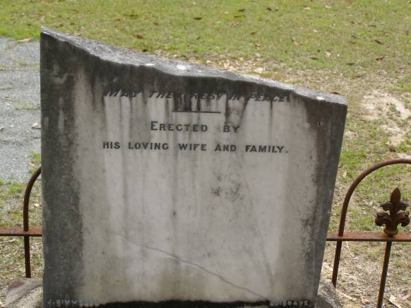 George PETTIFER,  | father,  | died 5 Aug 1912 aged 46? years;  | John,  | son brother,  | aged 14 years;  | Lawrence,  | son brother,  | aged 4 years;  | erected by wife & family;  | Upper Coomera cemetery, City of Gold Coast  | 