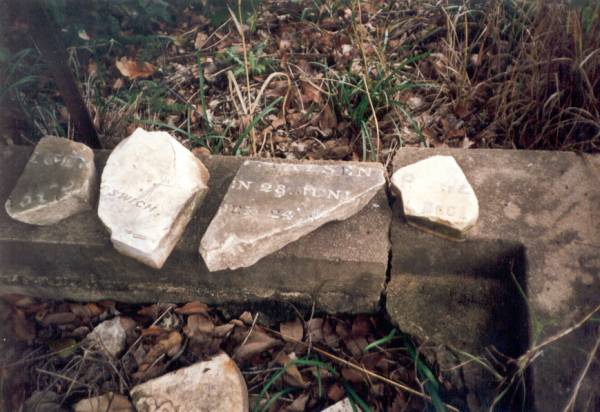 ......  AYSEN?  | ...en 28 Juni  | ....en 24  | ---  | ...P  | ... Dec  |              Ipswich  | WENCK family burying ground, Minden/Coolana, Esk. Copyright 1993-2005, Jennifer Crockett.  | 