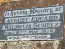 August Eduard Wilhelm SCHULZ
27 May 1978, aged 84
Wivenhoe Pocket General Cemetery