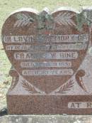 Francis W HINE
11 Sep 1951, aged 83
Elspeth HINE
25 Aug 1967, aged 82
Wivenhoe Pocket General Cemetery