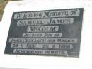 Samuel James McCOLM
(son of James (deceased) and Marion)
b: 28 Nov 1928, d: 25 Jun 1986
Wivenhoe Pocket General Cemetery